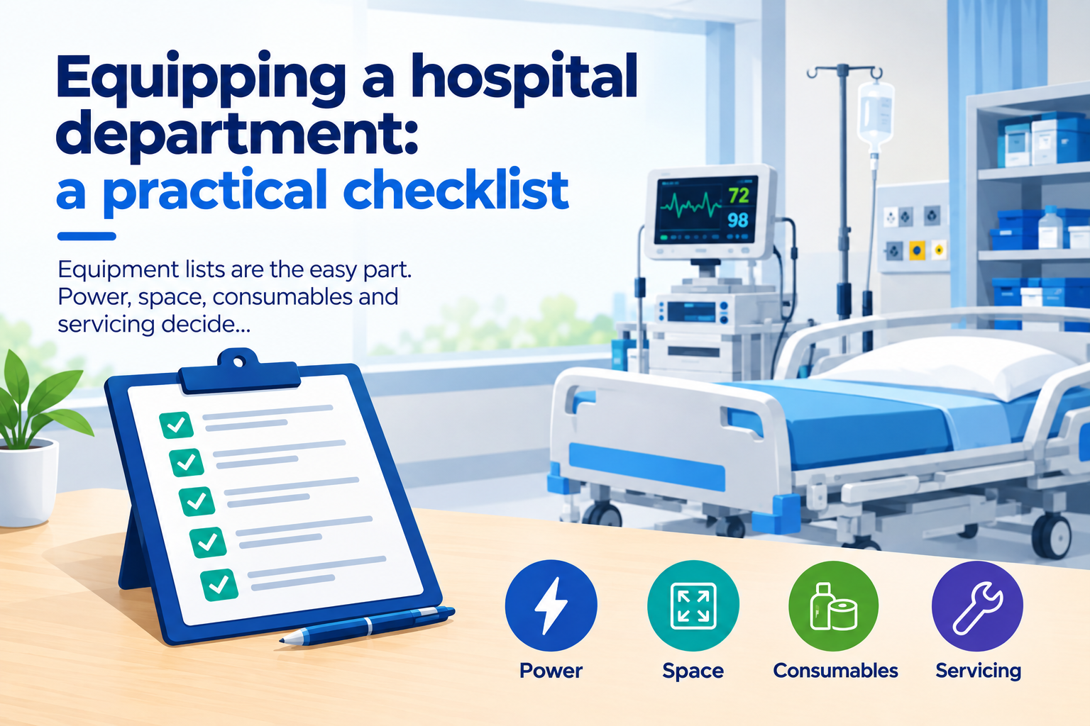 Equipping a hospital department: a practical checklist